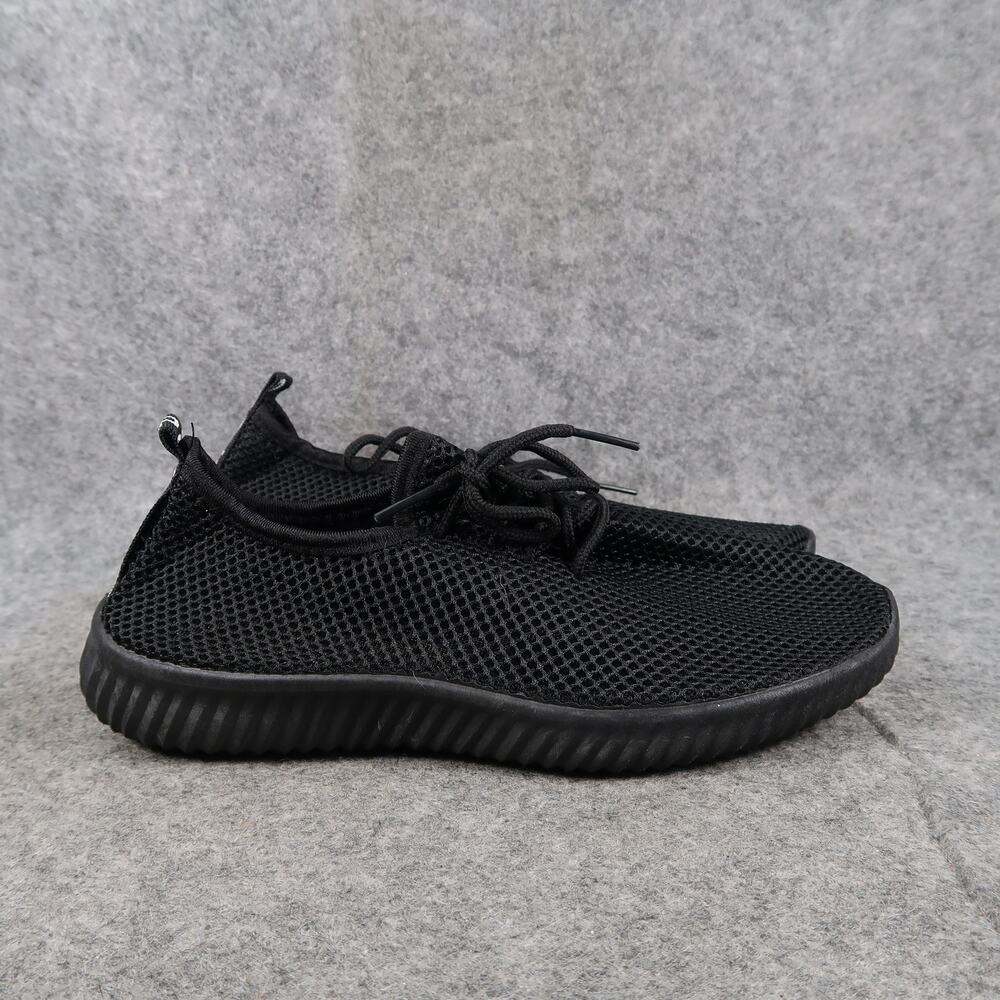 Casual Shoes Womens 38 Mesh Sneakers Trainer Lace Up Active Sport Black Flat